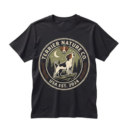 Vintage 90s Jack Russell Terrier Howling at Full Moon Graphic Retro Dog Lover Funny Pet Gift Unisex TShirt