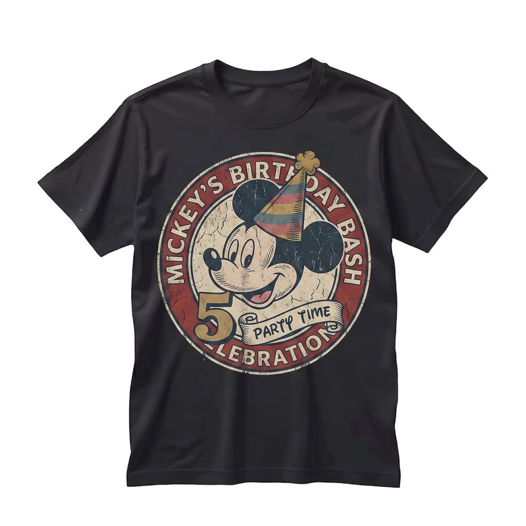 Custom Cartoon Mouse Friends Birthday Signature Present, Personalized Family Balloon Celebration Top, Unisex TShirt