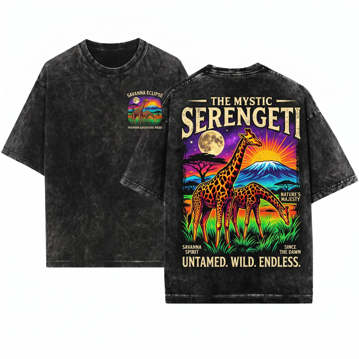 Vintage Giraffe African Safari Wildlife Nature Adventure Animal Lover Pepper Gift Unisex Heavyweight Garment-Dyed T-Shirt
