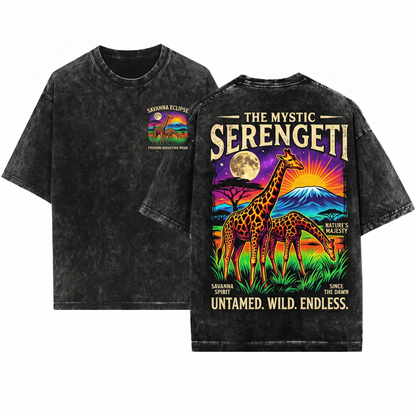 Vintage Giraffe African Safari Wildlife Nature Adventure Animal Lover Pepper Gift Unisex Heavyweight Garment-Dyed T-Shirt