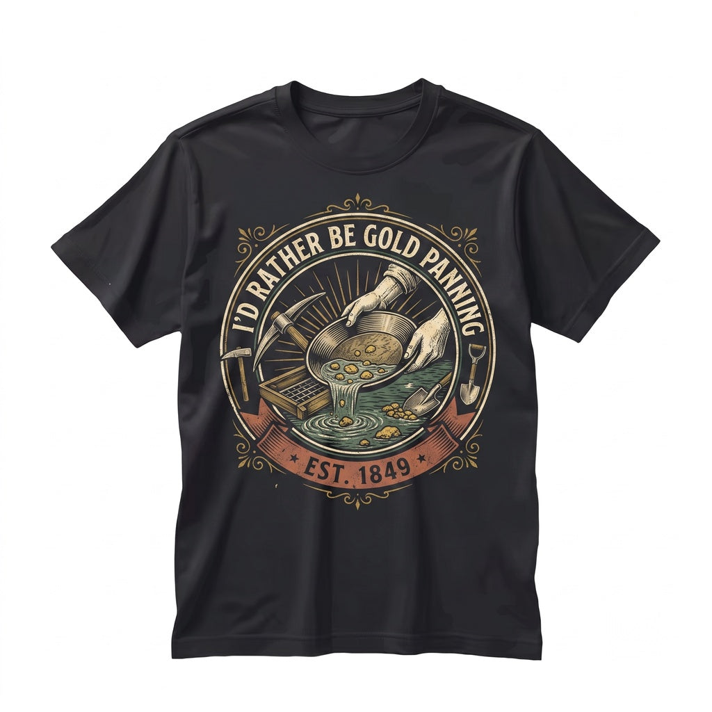 Vintage Distressed Gold Panning Prospector Graphic 100% Cotton Unisex TShirt
