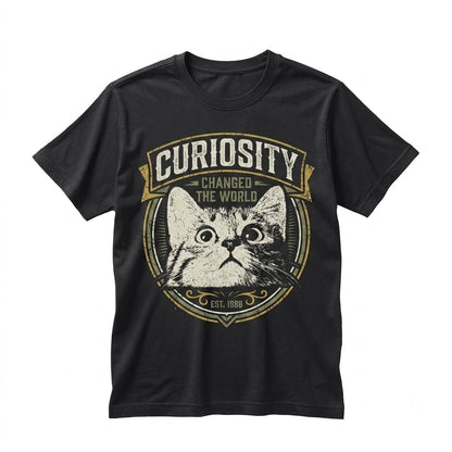Curiosity Changed the World Vintage Funny Feline Graphic Lover Gift Unisex TShirt