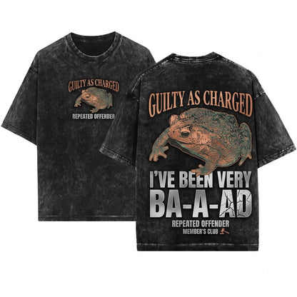 Funny Frog Quote I Wont Do It Again Cute Amphibian Vintage Graphic Unisex Wash T-Shirt
