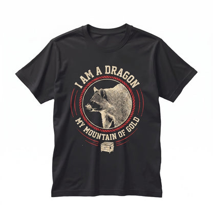 Japanese Dragon Raccoon Graphic Tanuki Anime Streetwear Cotton Apparel, Retro Asian Mythical Creature Merch Unisex TShirt