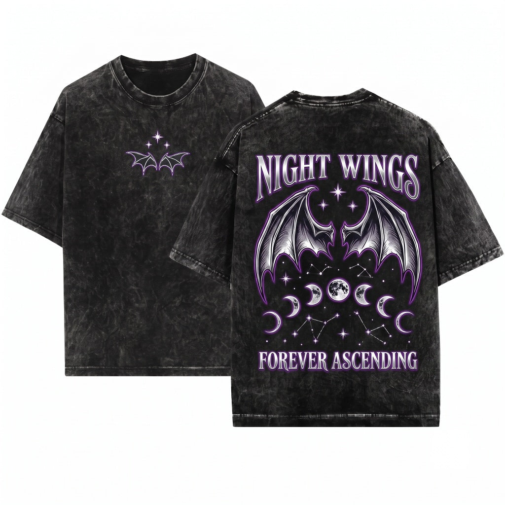 Subtle Embroidered Bat Boys Wings Fae Fantasy Romance Book Reader Unisex Wash T-Shirt