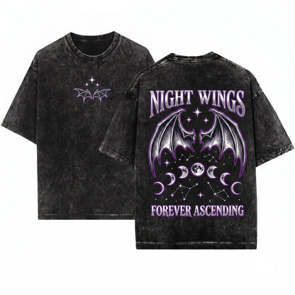 Subtle Embroidered Bat Boys Wings Fae Fantasy Romance Book Reader Unisex Wash T-Shirt