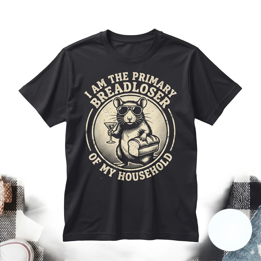 I Am The Primary Breadloser Of My Household Funny Rat Meme Novelty Graphic Unisex TShirt