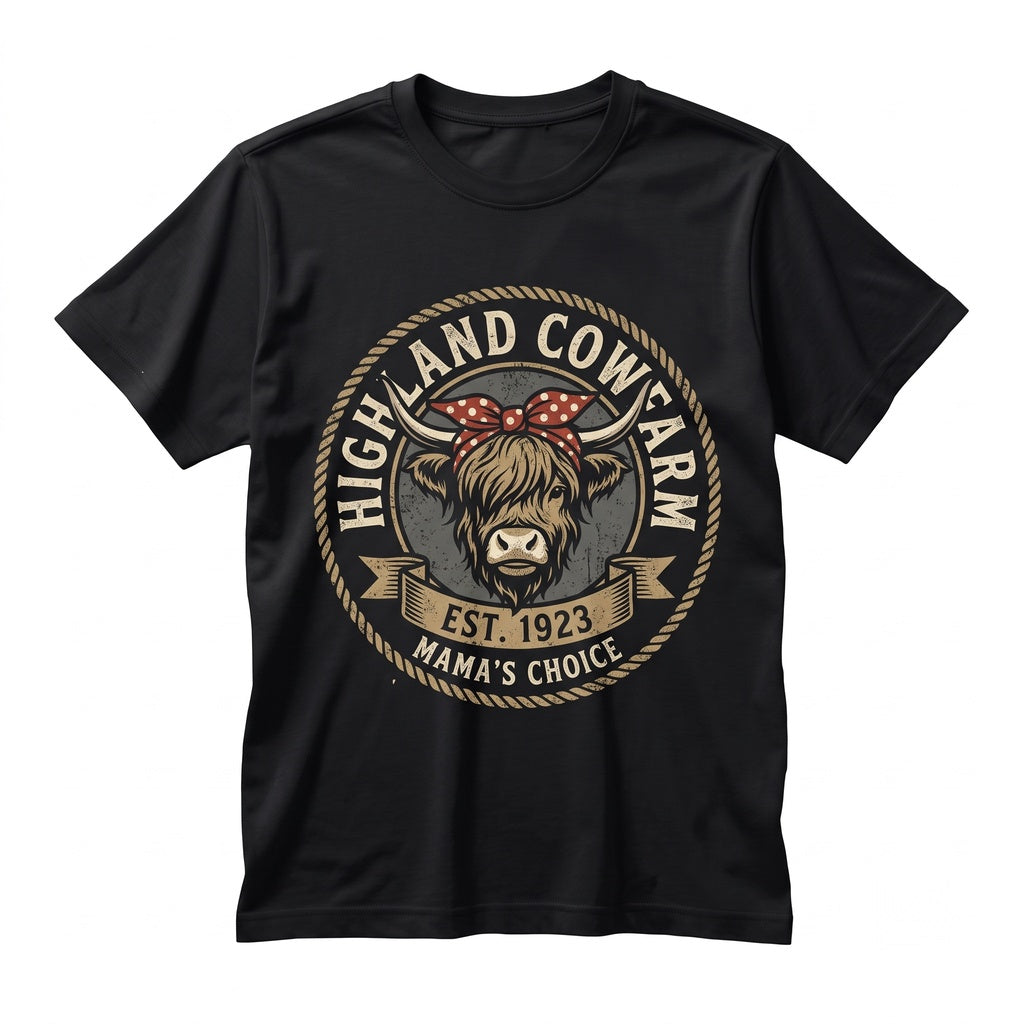 Highland Cow Western Family Matching Farmhouse Heifer Country Graphic Unisex TShirt