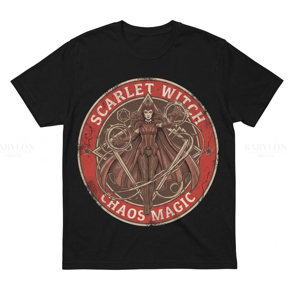 Vintage Scarlet Witch Wanda Maximoff Retro Comic Chaos Magic Graphic Apparel Gift Unisex TShirt