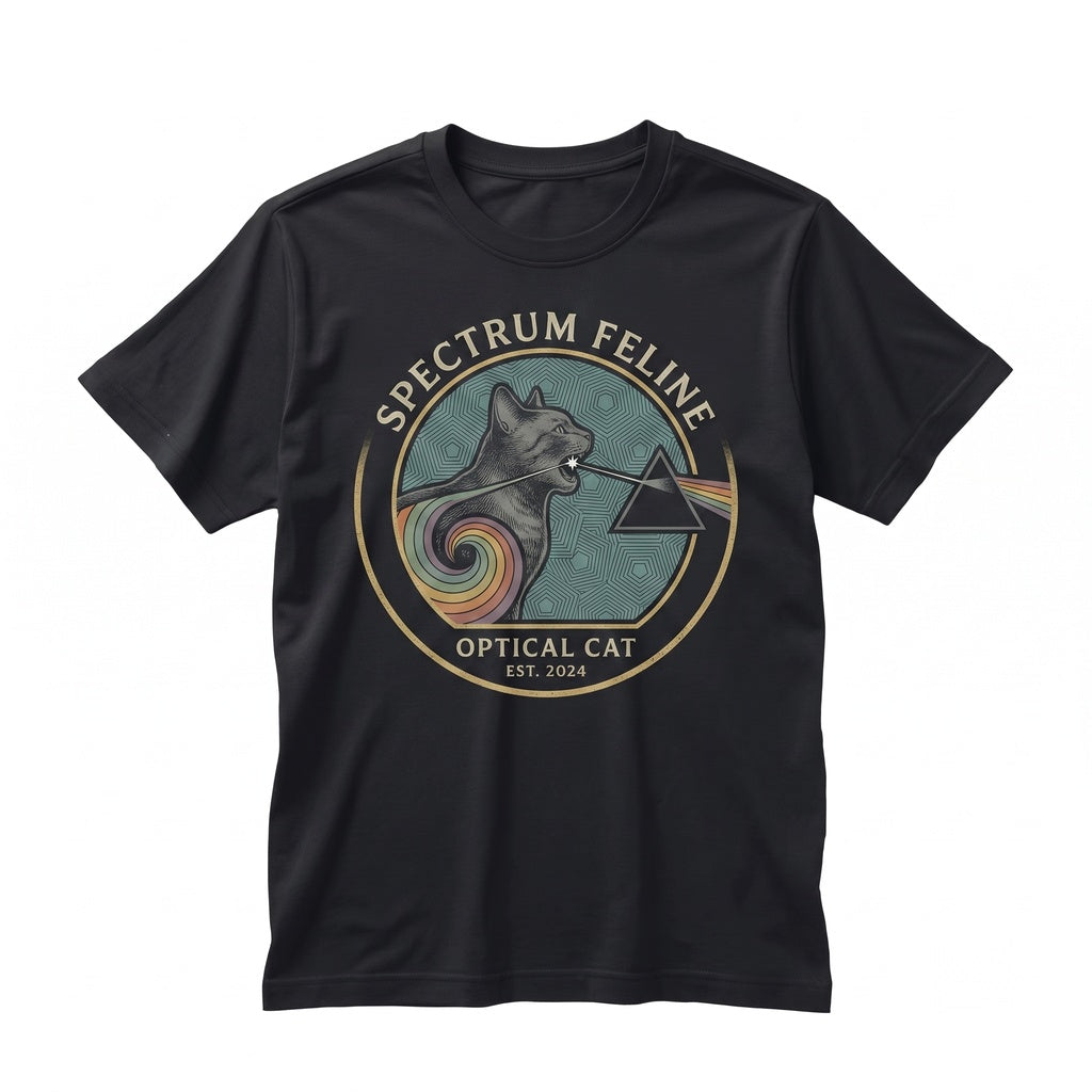 Vintage 70s Psychedelic Rainbow Cat Band Graphic Unisex TShirt