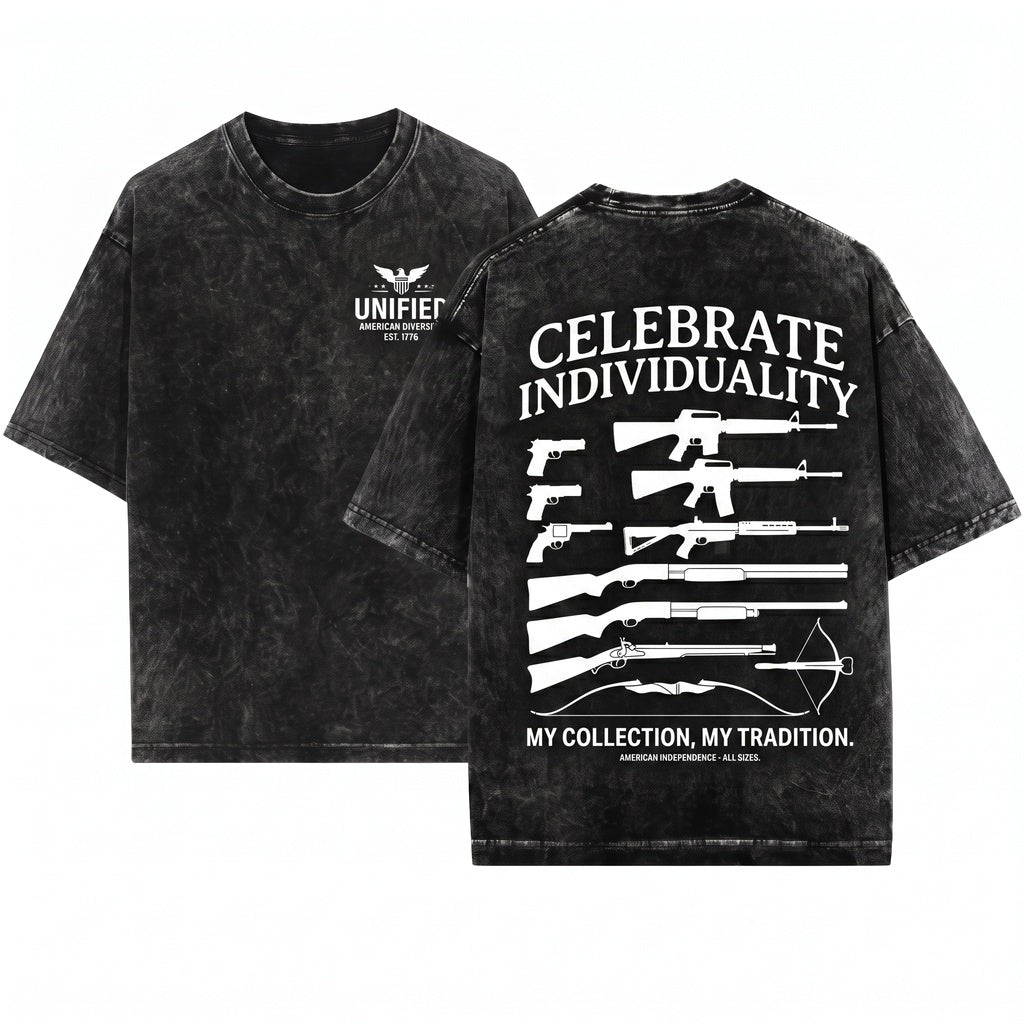 Celebrate Diversity Funny Guns USA Flag Second Amendment Firearm Rights Patriotic Unisex Wash T-Shirt