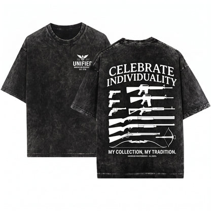 Celebrate Diversity Funny Guns USA Flag Second Amendment Firearm Rights Patriotic Unisex Wash T-Shirt