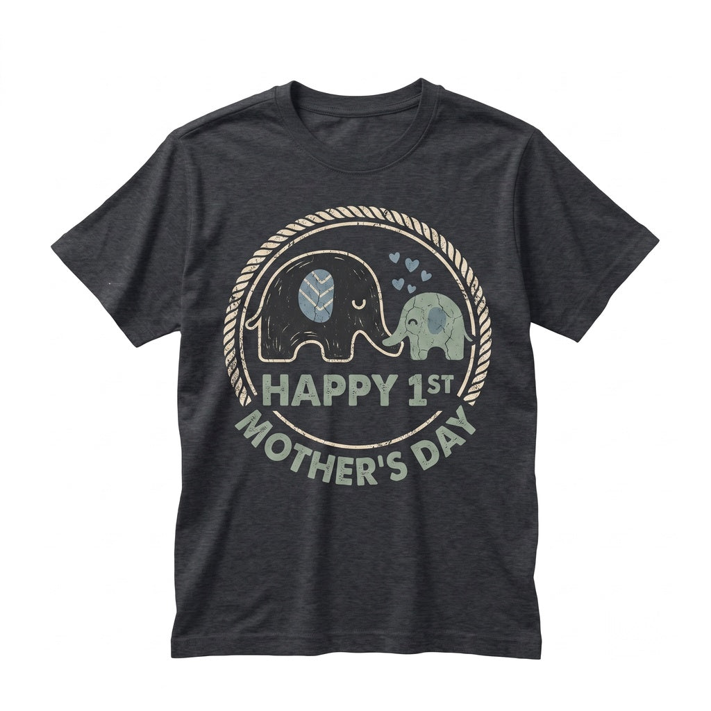 First Mothers Day Elephant Personalized New Mom Gift Unisex TShirt
