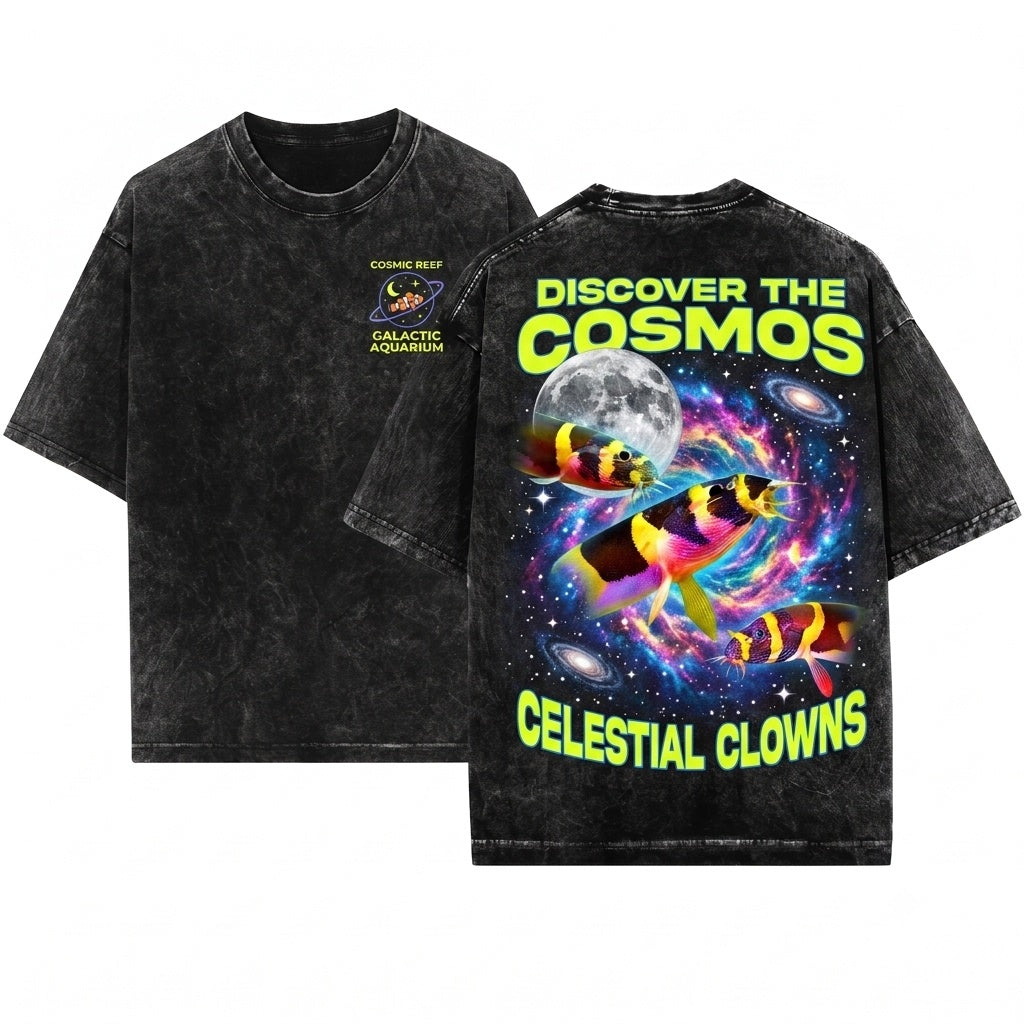 Three Kuhli Loach Pangio Semicincta Moon Galaxy Vintage Aquarium Aquatic Pet Lover Graphic Gift Unisex Wash T-Shirt