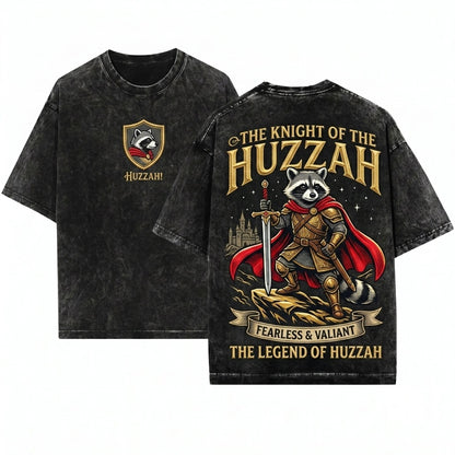 Huzzah Raccoon Embroidered 1717 Funny Medieval Chaotic Renaissance Faire DnD Gamer Unisex Wash T-Shirt