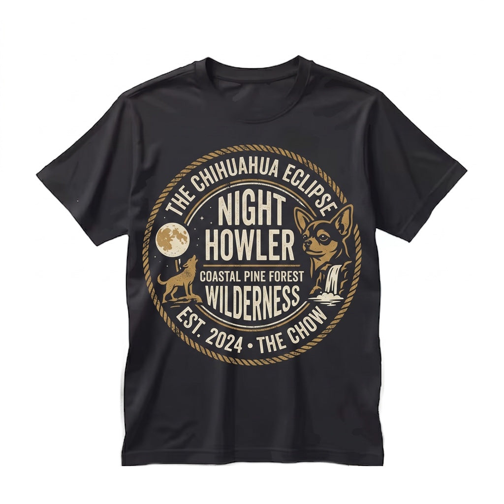 Chihuahua Full Moon Graphic Sweatshirt, Retro 90s Howling Dog Crewneck Sweater, Cozy Animal Lover Pullover, Unisex TShirt