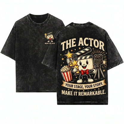 Lights Camera Action Actor Filmmaker Movie Lover Retro Hollywood Film Buff Drama Club Tee Unisex Wash T-Shirt