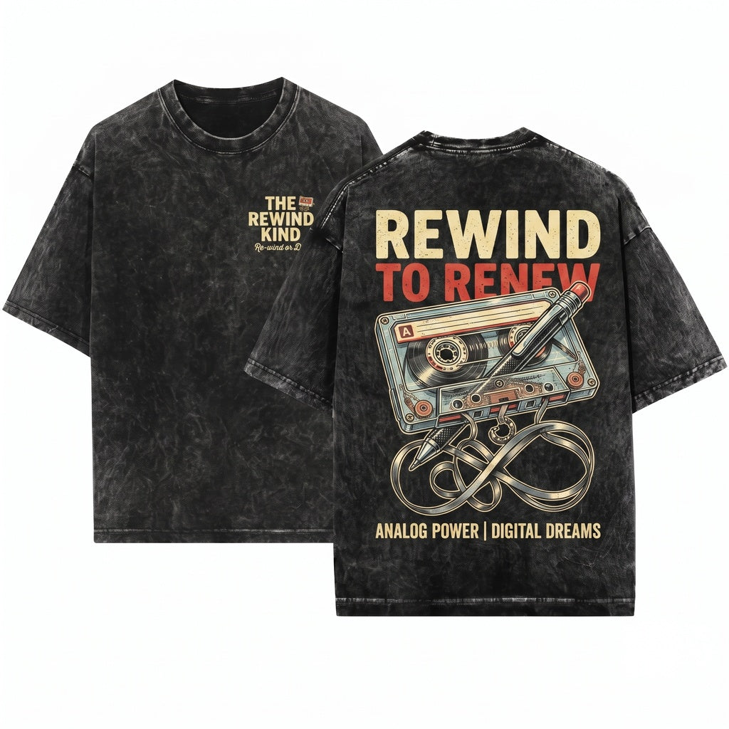 80s 90s Cassette Tape Pencil Rewind Retro Vintage Music Nostalgia Gift Unisex Wash T-Shirt
