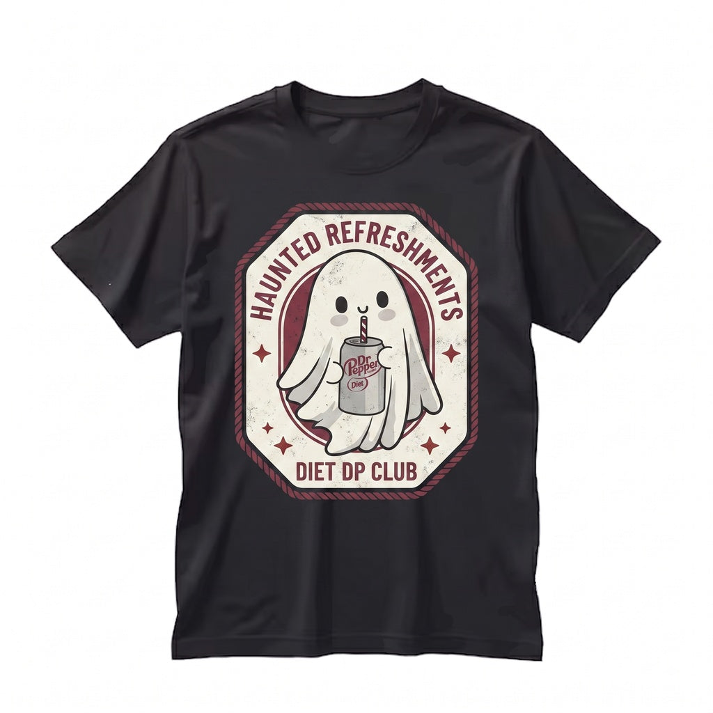 Vintage Spiced Cherry Soda Ghost Graphic Halloween Lover Gift Casual Retro Drink Fan Unisex TShirt