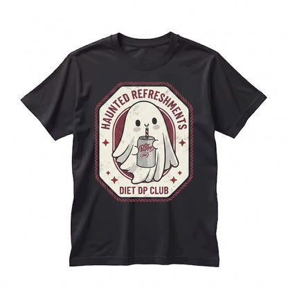 Vintage Spiced Cherry Soda Ghost Graphic Halloween Lover Gift Casual Retro Drink Fan Unisex TShirt