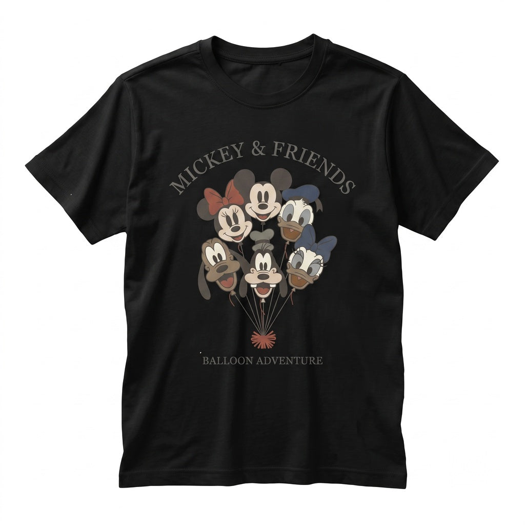 Vintage Magic Mouse Crew Balloon Double Sided Theme Park Family Vacation Matching Graphic Unisex TShirt