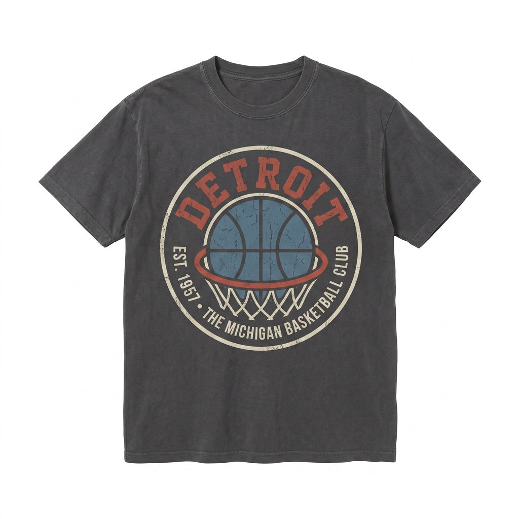 Detroit Basketball Vintage Hoops Fan Game Day Graphic Unisex TShirt