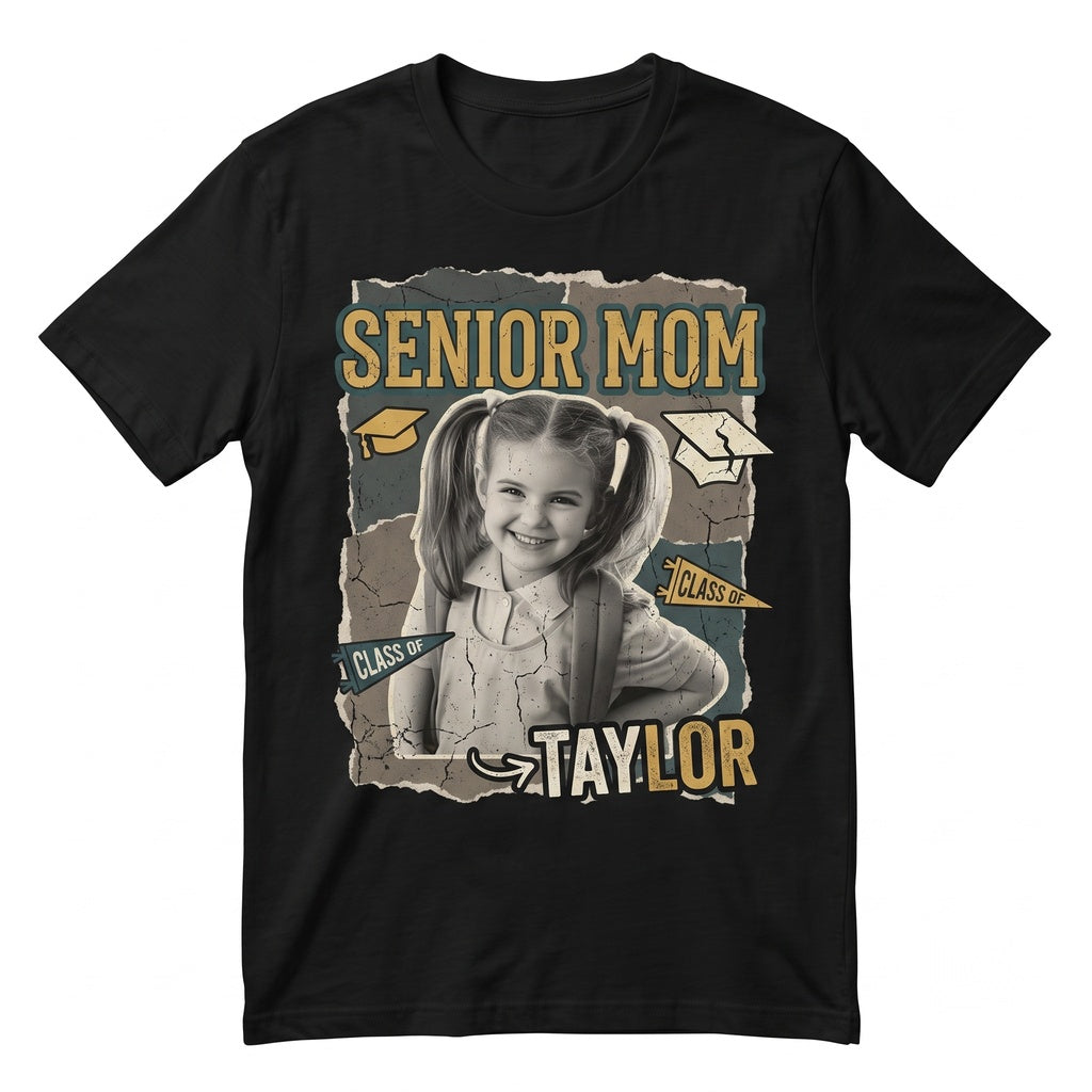 Personalized Class of 2027 Graduation Photo Apparel, Custom Proud Senior Mom Dad Gift Unisex TShirt