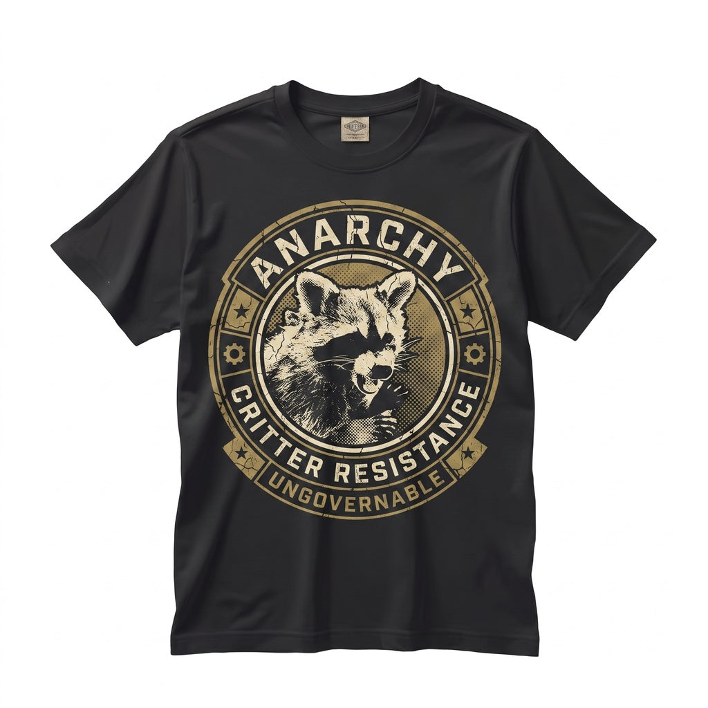 Funny Anarchy Raccoon Trash Panda Graphic Cotton Crewneck Unisex TShirt