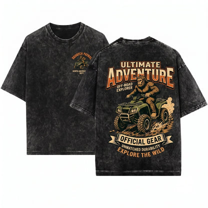Funny Bigfoot Sasquatch ATV Quad Offroad Cryptid Rider Gift Unisex Wash T-Shirt