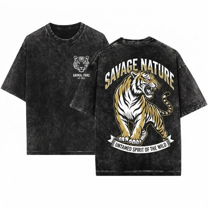 Vintage Tiger Graphic Retro Wild Cat Gift Summer Tank Unisex Wash T-Shirt