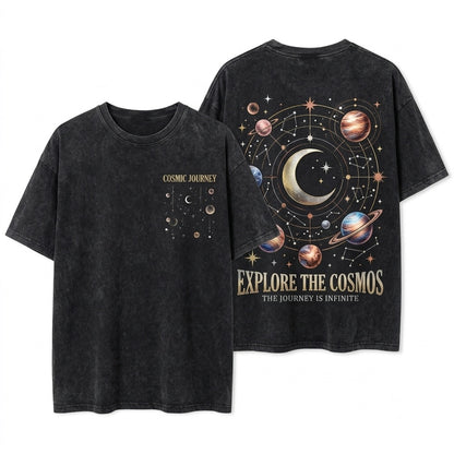 Celestial Moon Phase Astronomy Graphic Unisex Wash T-Shirt