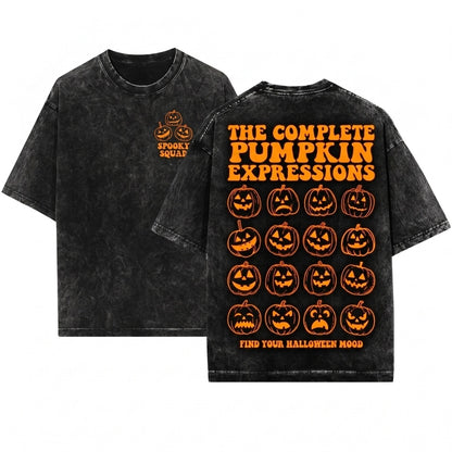 Pumpkin Jack O Lantern Halloween Spooky Season Fall Trick Or Treat Unisex Wash T-Shirt