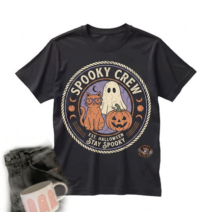 Vintage Spooky Ghost Pumpkin Graphic, Cozy Witchy Haunted Autumn Halloween Seasonal Gift Unisex TShirt