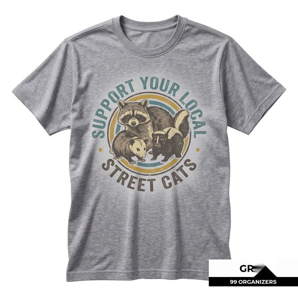 Funny Vintage Raccoon Possum Skunk Street Cats Retro Wildlife Graphic Cotton Unisex TShirt