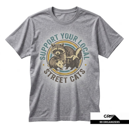 Funny Vintage Raccoon Possum Skunk Street Cats Retro Wildlife Graphic Cotton Unisex TShirt
