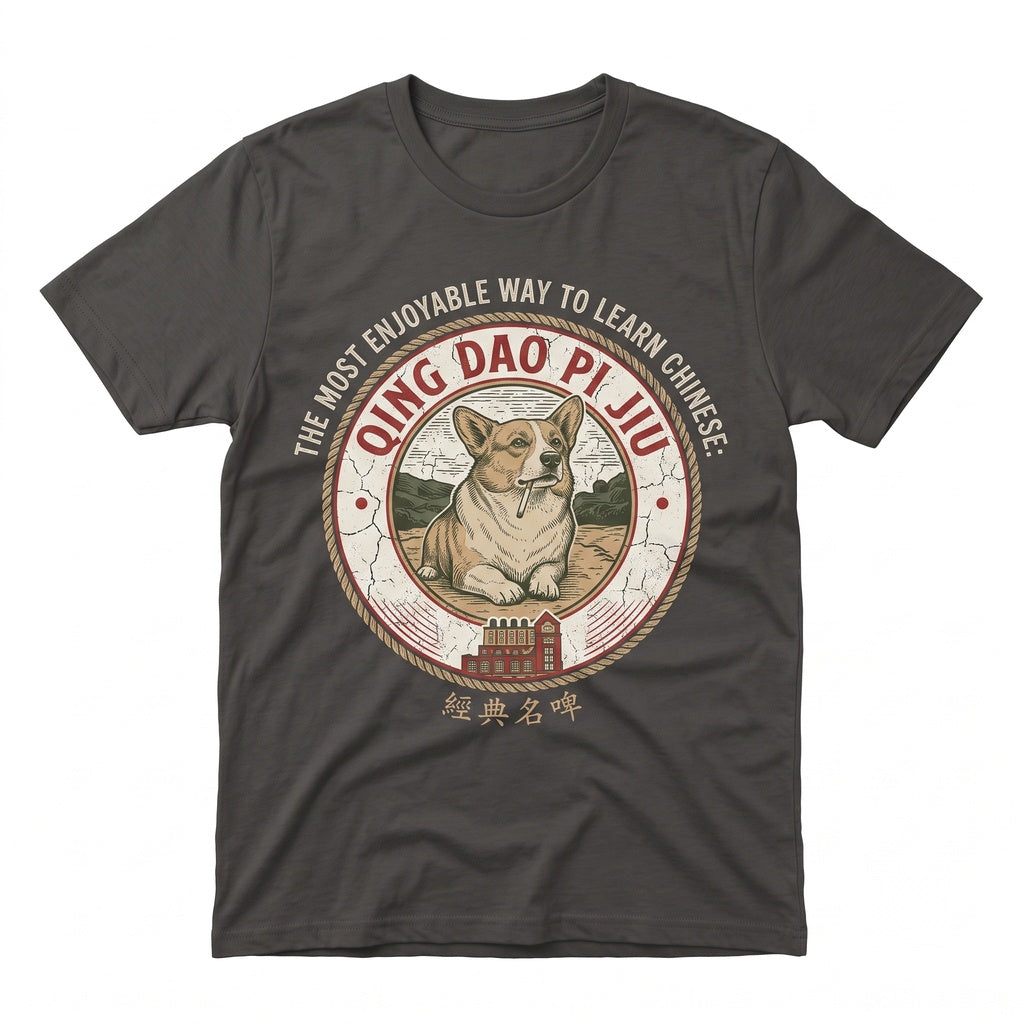 Vintage Smoking Dog Asian Lager Graphic Apparel Casual Retro Brew Unisex TShirt