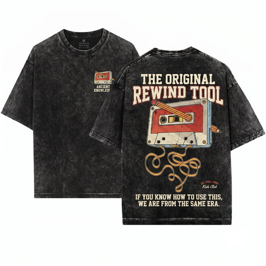 80s 90s Cassette Tape Pencil Rewind Retro Vintage Music Nostalgia Gift Unisex Wash T-Shirt