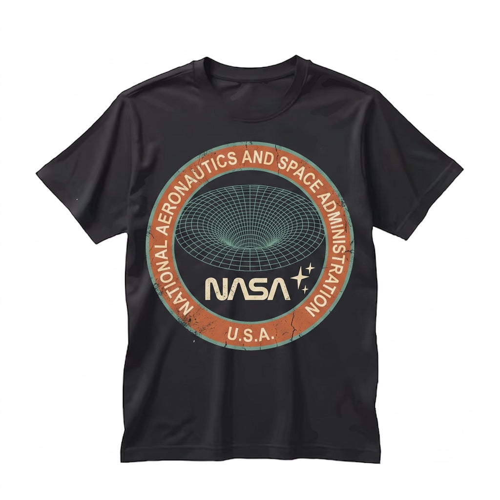 Retro Astronomy Graphic Crewneck, Vintage Double Sided Print Space Exploration Unisex TShirt