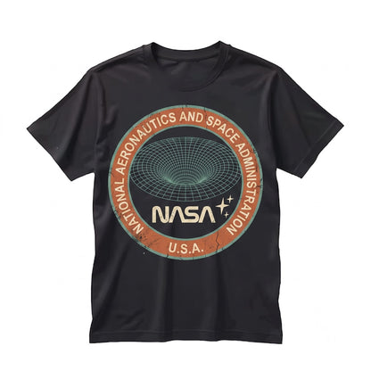 Retro Astronomy Graphic Crewneck, Vintage Double Sided Print Space Exploration Unisex TShirt