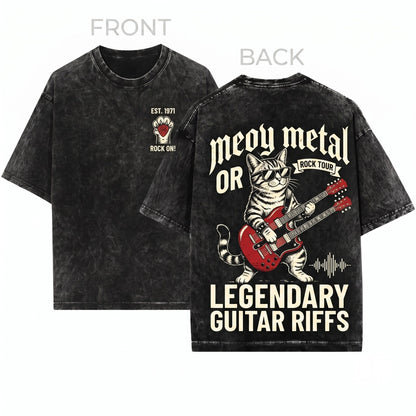 American Shorthair Rock Guitar Music Lover Funny Cat Mom Dad Gift Unisex Wash T-Shirt