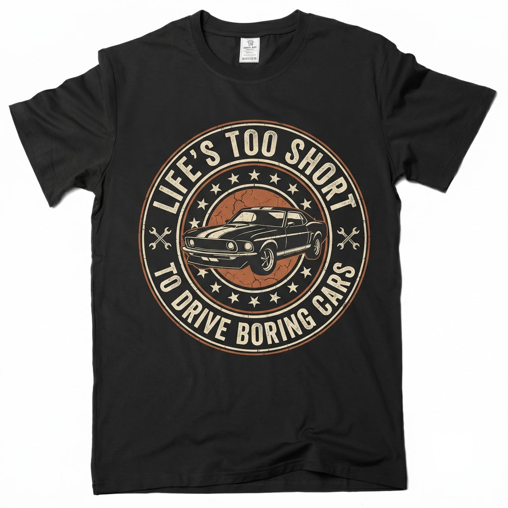 Life Is Too Short To Drive Boring Cars Funny Auto Enthusiast Gearhead Birthday Christmas Fathers Day Gift Unisex TShirt