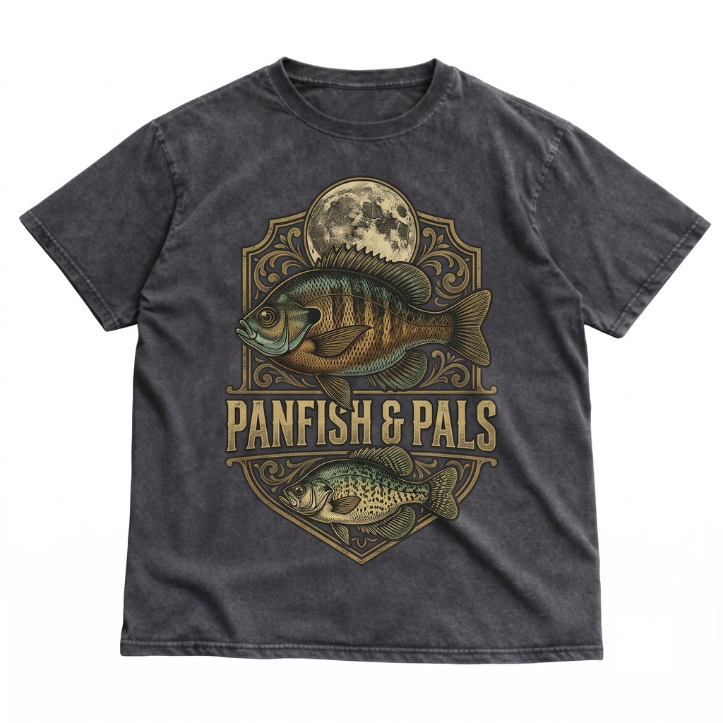 Three Bluegill Moon Lepomis Macrochirus Galaxy Fishing Hobbyist Gift Vintage Wash Retro Fish Angler Lover Graphic Unisex TShirt