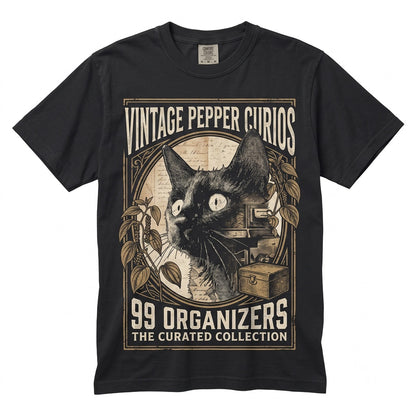 Vintage Halftone Black Cat Graphic Dark Aesthetic Kitten Dad Gift Unisex TShirt