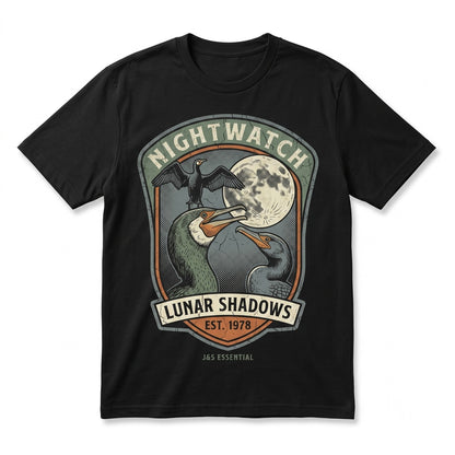 Three Cormorants Moon Coastal Seabird Graphic Birdwatcher Nature Gift Unisex TShirt