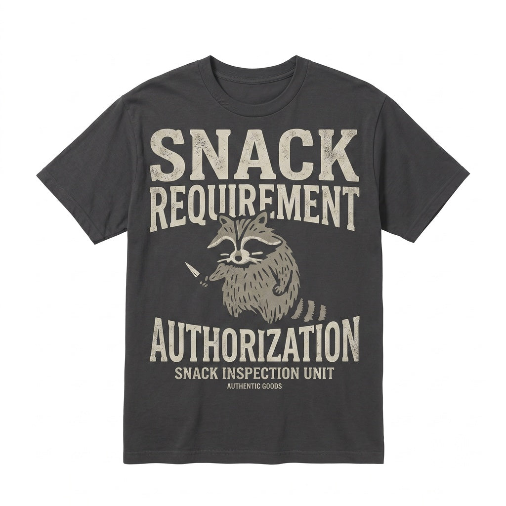 I Require Snacks Funny Raccoon Embroidered Chaotic Cute Meme Animal Gift Unisex TShirt