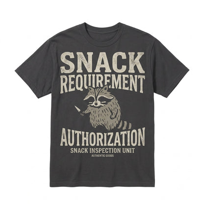I Require Snacks Funny Raccoon Embroidered Chaotic Cute Meme Animal Gift Unisex TShirt
