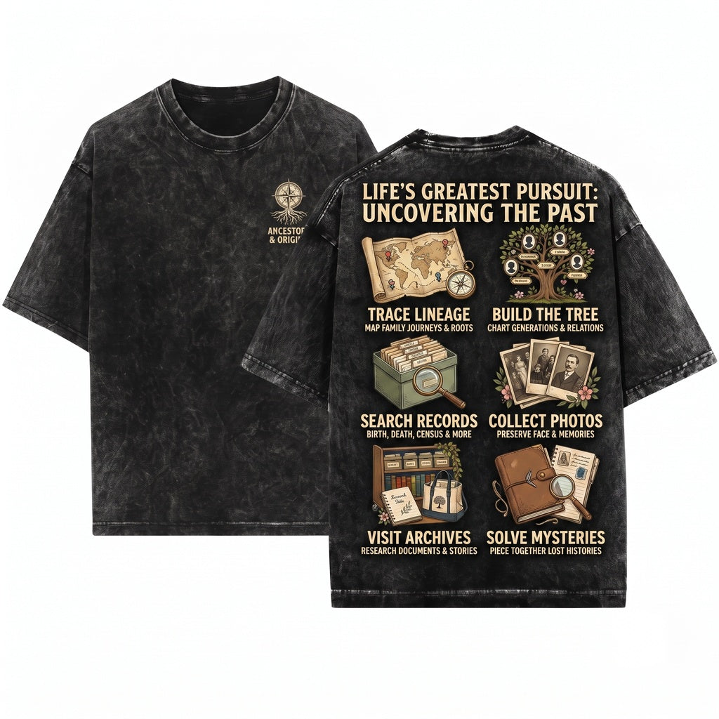 Genealogy Family History Ancestor Research Hobby Things I Do In Spare Time Historian Unisex Wash T-Shirt