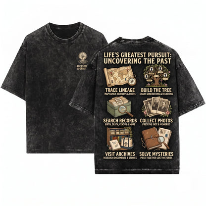 Genealogy Family History Ancestor Research Hobby Things I Do In Spare Time Historian Unisex Wash T-Shirt