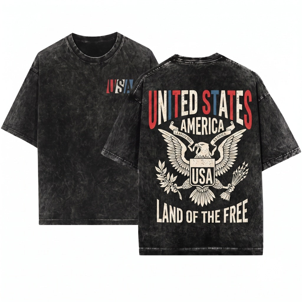 Vintage Patriotic USA Flag Red White Blue Classic Unisex Wash T-Shirt