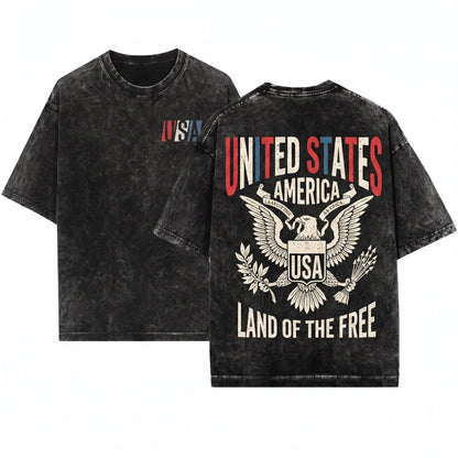 Vintage Patriotic USA Flag Red White Blue Classic Unisex Wash T-Shirt